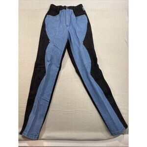 Vintage Bar None Jeans Women 9 Quarter Horse Full Zip Color Block Denim Rodeo